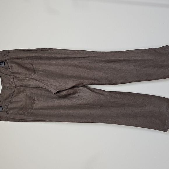 Eileen Fisher Linen Tab Waist Trouser Pant, Color Branch, Size Medium, New - Picture 4 of 12